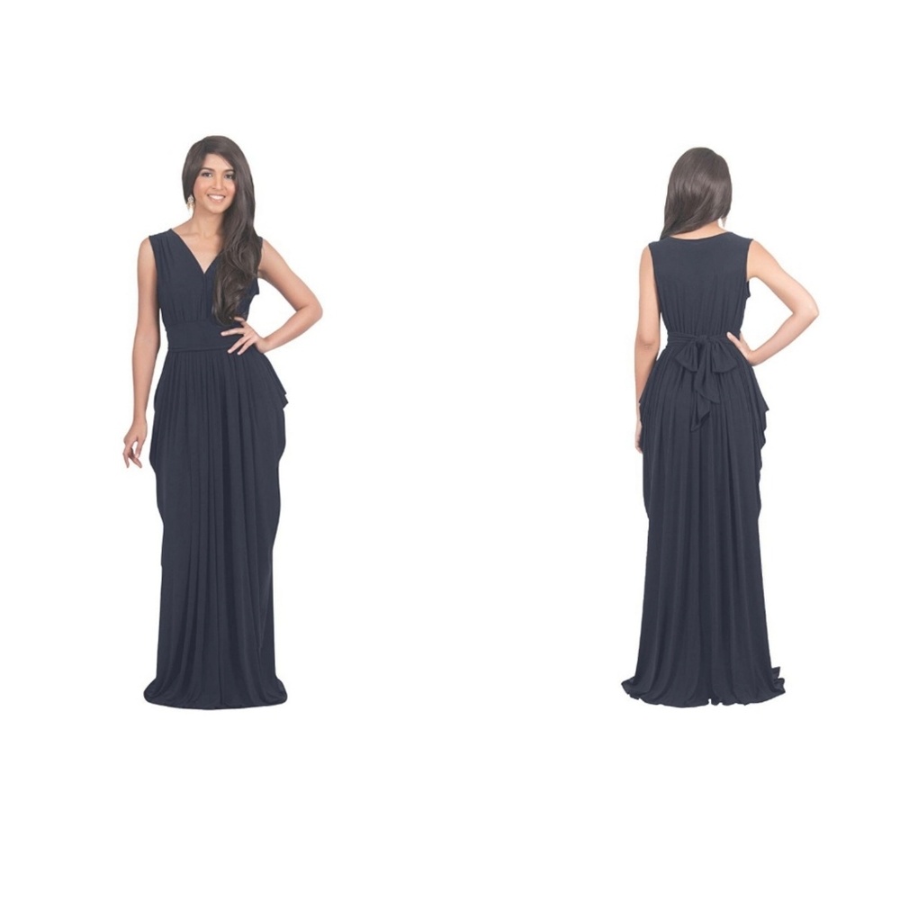 KOH KOH Long Sleeveless V-Neck Bridesmaids Dress